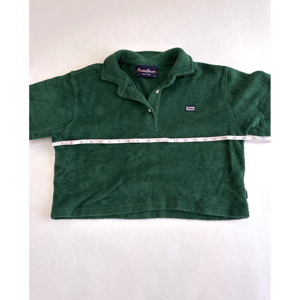 Rowing Blazers NY Terry Cropped Polo Shirt Green Organic Cotton - Medium - Picture 5 of 5